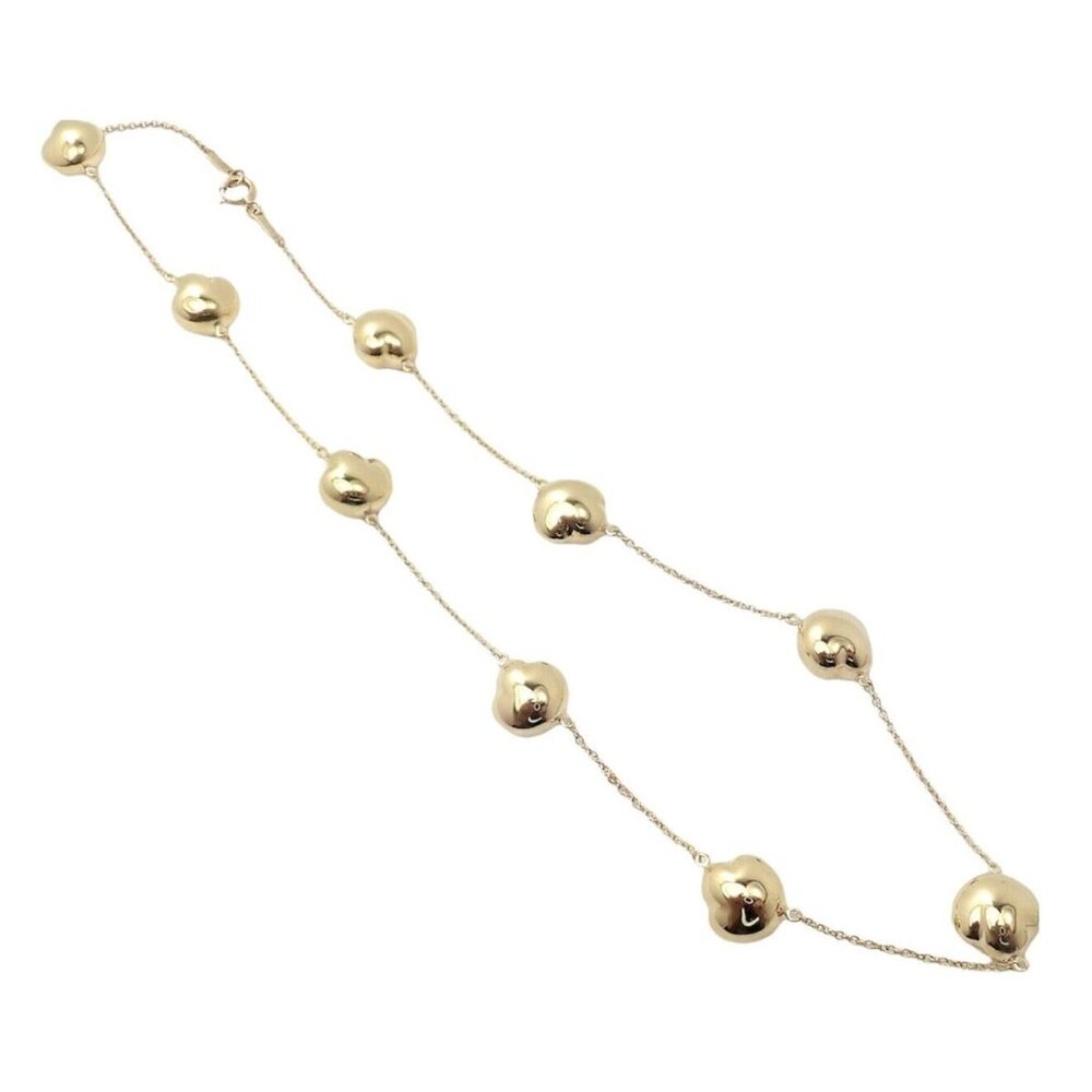 Authentic! Tiffany & Co Peretti 18k Yellow Gold Vintage Bean Necklace 14.5"